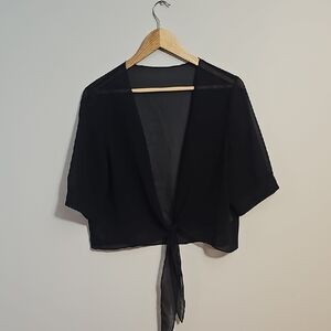 Black Sheer Tie-Front Top Size Large